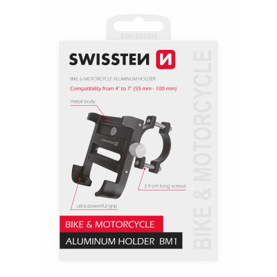 Swissten celokovový držák telefonu s objímkou pro motocykly / kola
