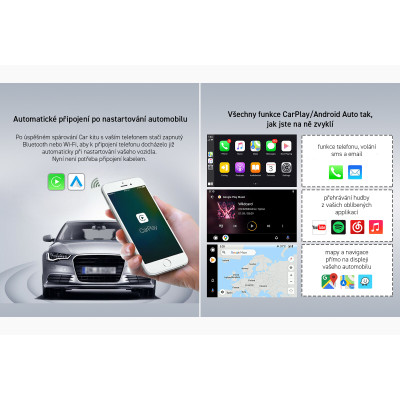 M-Style Car kit Apple CarPlay a Android Auto bezdrátové připojení pro telefon