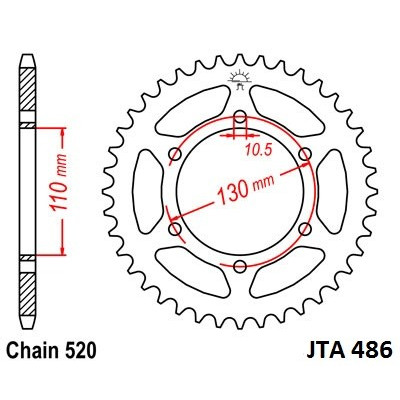 Hliníková řetězová rozeta JT JTA 486-50 50 zubů, 520