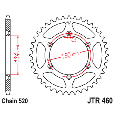 Řetězová rozeta JT JTR 460-48 48 zubů, 520