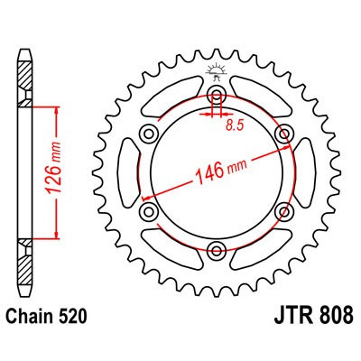 Řetězová rozeta JT JTR 808-51 51 zubů, 520