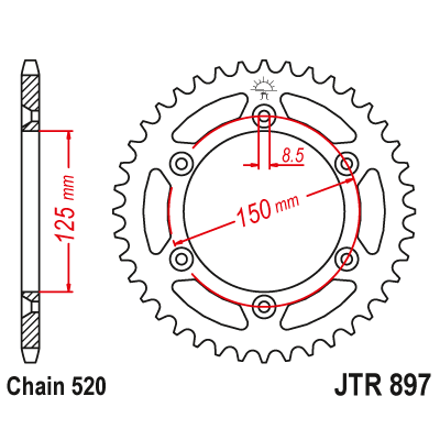 Řetězová rozeta JT JTR 897-42 42 zubů, 520