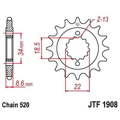 Řetězové kolečko JT JTF 1908-15 15 zubů, 520