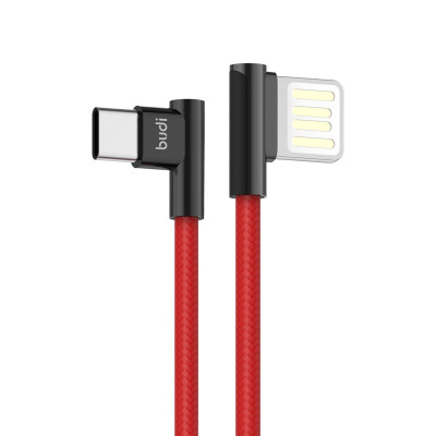 M-Style nabíjecí datový kabel s natočenými konektory USB-A a USB-C 1m červený