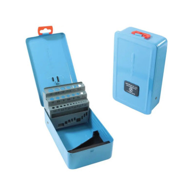 Kazeta na vrtáky, 25dílná, 1,0-13,0 x 0,5 mm, kovová, modrá