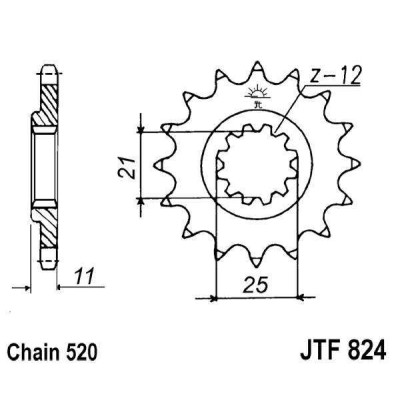 Řetězové kolečko JT JTF 824-12 12 zubů, 520