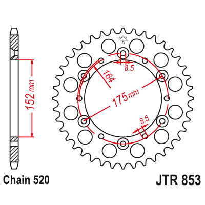 Řetězová rozeta JT JTR 853-45 45 zubů, 520