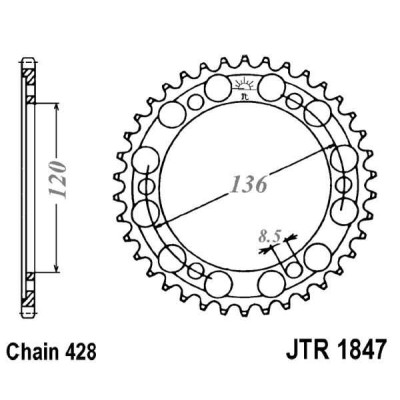 Řetězová rozeta JT JTR 1847-57 57 zubů, 428