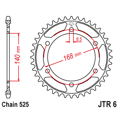 Řetězová rozeta JT JTR 6-47 47 zubů, 525