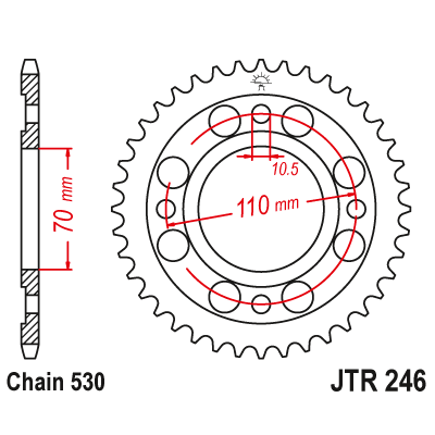 Řetězová rozeta JT JTR 246-36 36 zubů, 530