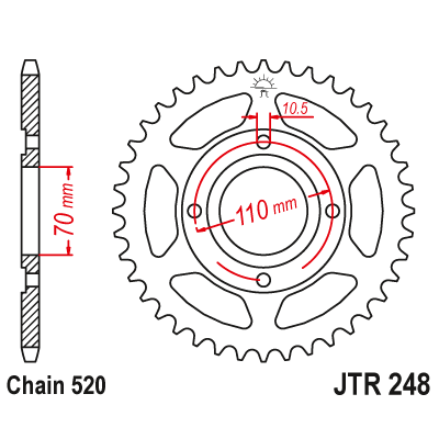 Řetězová rozeta JT JTR 248-44 44 zubů, 520