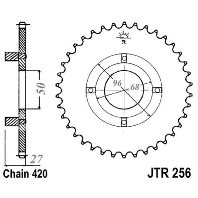 Řetězová rozeta JT JTR 256-40 40 zubů, 420