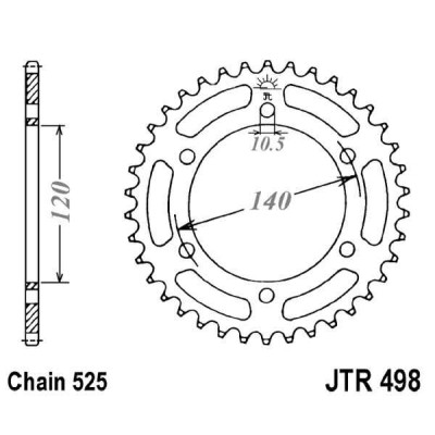 Řetězová rozeta JT JTR 498-45 45 zubů, 525