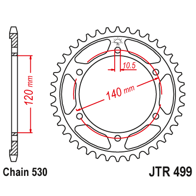 Řetězová rozeta JT JTR 499-38 38 zubů, 530