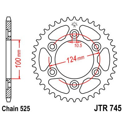 Řetězová rozeta JT JTR 745-42 42 zubů, 525