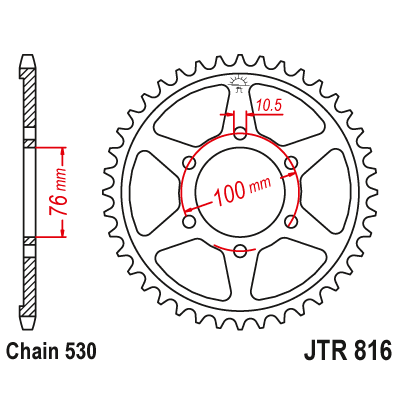 Řetězová rozeta JT JTR 816-43 43 zubů, 530
