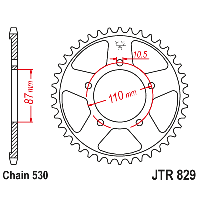 Řetězová rozeta JT JTR 829-44 44 zubů, 530