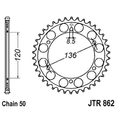 Řetězová rozeta JT JTR 862-44 44 zubů, 530