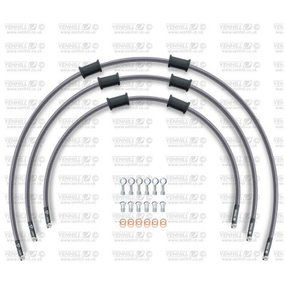 STANDARD Hadice přední brzdy sada Venhill POWERHOSEPLUS YAM-11002F (3 hadice v sadě) Průhledné hadice, chromové koncovky