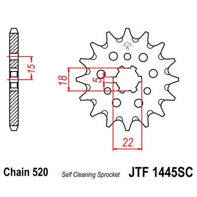 Řetězové kolečko JT JTF 1445-12SC 12 zubů, 520 Samočistící, Nízká hmotnost