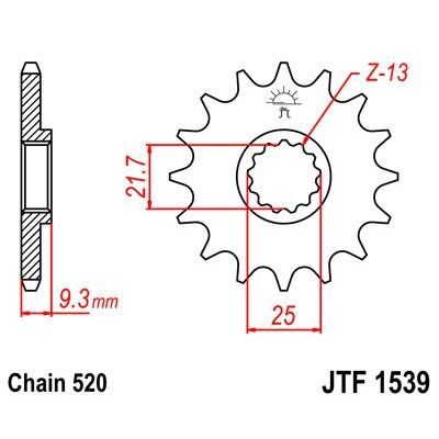 Řetězové kolečko JT JTF 1539-15 15 zubů, 520