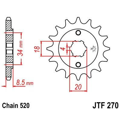 Řetězové kolečko JT JTF 270-15 15 zubů, 520