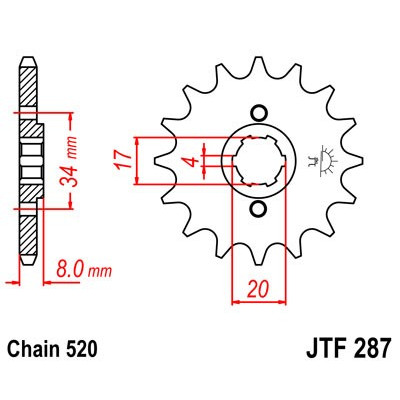 Řetězové kolečko JT JTF 287-13 13 zubů, 520
