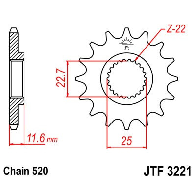 Řetězové kolečko JT JTF 3221-11 11 zubů, 520