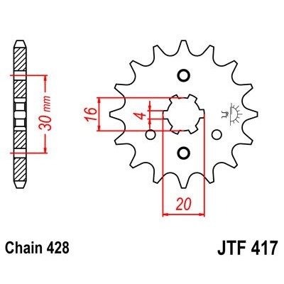 Řetězové kolečko JT JTF 417-17 17 zubů, 428