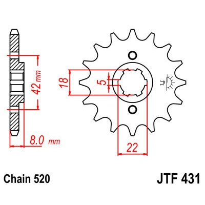 Řetězové kolečko JT JTF 431-15 15 zubů, 520