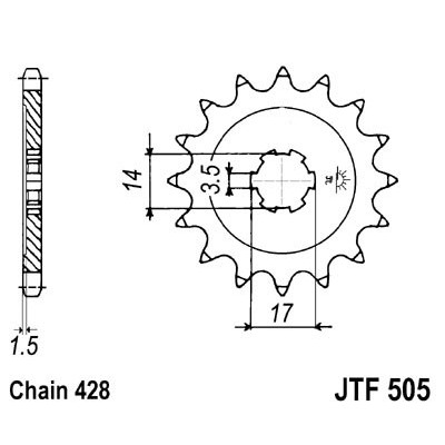 Řetězové kolečko JT JTF 505-14 14 zubů, 428