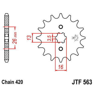 Řetězové kolečko JT JTF 563-14 14 zubů, 420