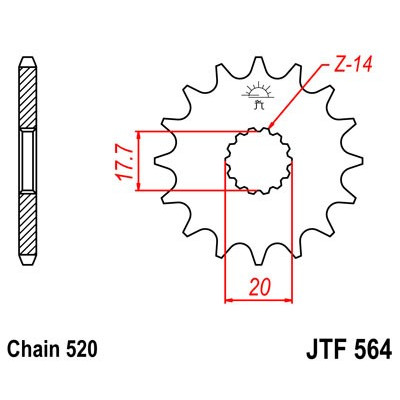Řetězové kolečko JT JTF 564-14 14 zubů, 520