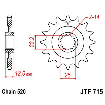 Řetězové kolečko JT JTF 715-12 12 zubů, 520