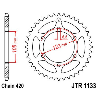 Řetězová rozeta JT JTR 1133-52 52 zubů, 420