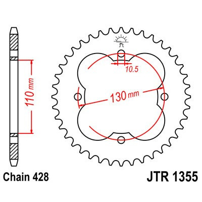 Řetězová rozeta JT JTR 1355-50 50 zubů, 428