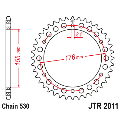 Řetězová rozeta JT JTR 2011-45 45 zubů, 530
