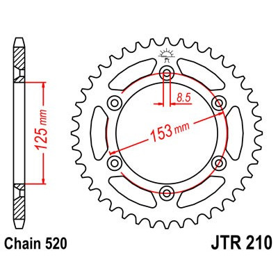 Řetězová rozeta JT JTR 210-38 38 zubů, 520
