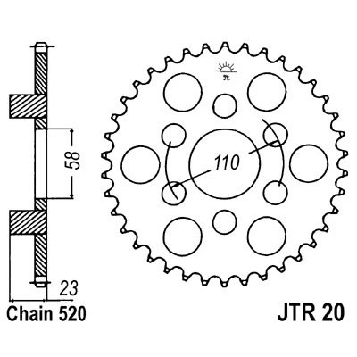 Řetězová rozeta JT JTR 20-40 40 zubů, 520