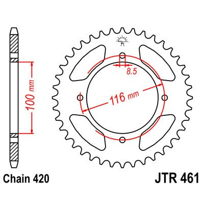 Řetězová rozeta JT JTR 461-54 54 zubů, 420