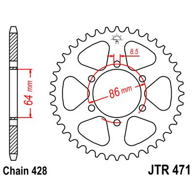 Řetězová rozeta JT JTR 471-45 45 zubů, 428