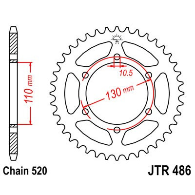 Řetězová rozeta JT JTR 486-39 39 zubů, 520