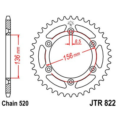 Řetězová rozeta JT JTR 822-47 47 zubů, 520