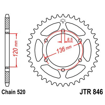 Řetězová rozeta JT JTR 846-43 43 zubů, 520