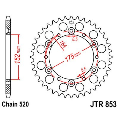 Řetězová rozeta JT JTR 853-43 43 zubů, 520