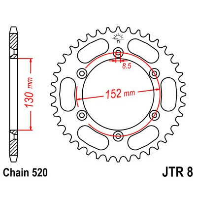 Řetězová rozeta JT JTR 8-48 48 zubů, 520