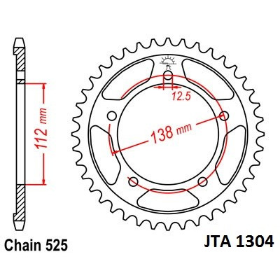 Hliníková řetězová rozeta JT JTA 1304-43 43 zubů, 525