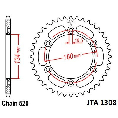 Hliníková řetězová rozeta JT JTA 1308-41 41 zubů, 520