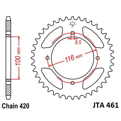 Hliníková řetězová rozeta JT JTA 461-50 50 zubů, 420