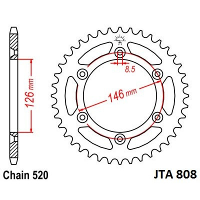 Hliníková řetězová rozeta JT JTA 808-48 48 zubů, 520